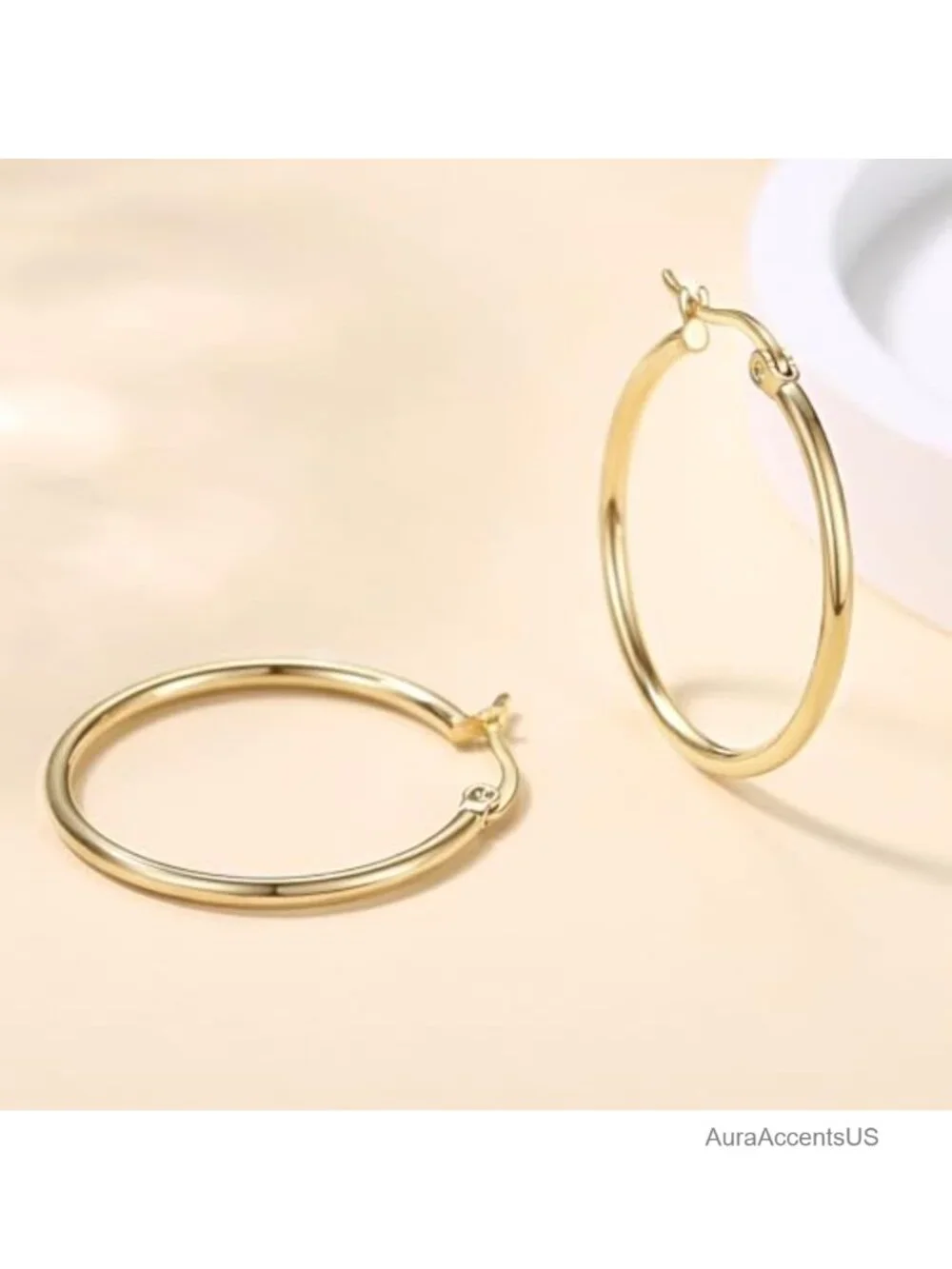 14K Gold Hoop Earrings for Women - Cubic Zirconia Spiral Huggies